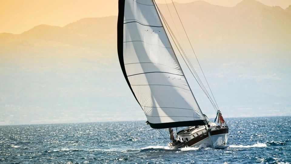 Sailboat Leaning in the wind